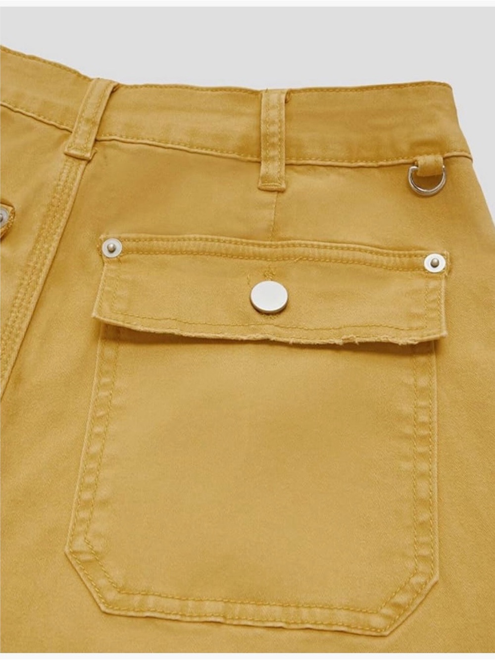 Flamingals Wide Leg Flap Pocket Mid Waist Cropped Pants Yellow - Picture 5 of 8